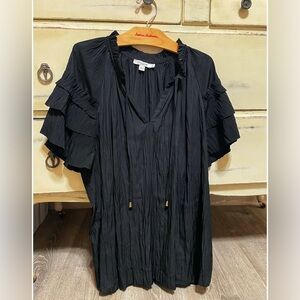 3x$15 Chico's Black Tie Front Blouse with Mandarin Collar